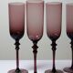 Set of 6 large vintage 70s-80s champagne flutes, violet blown glass