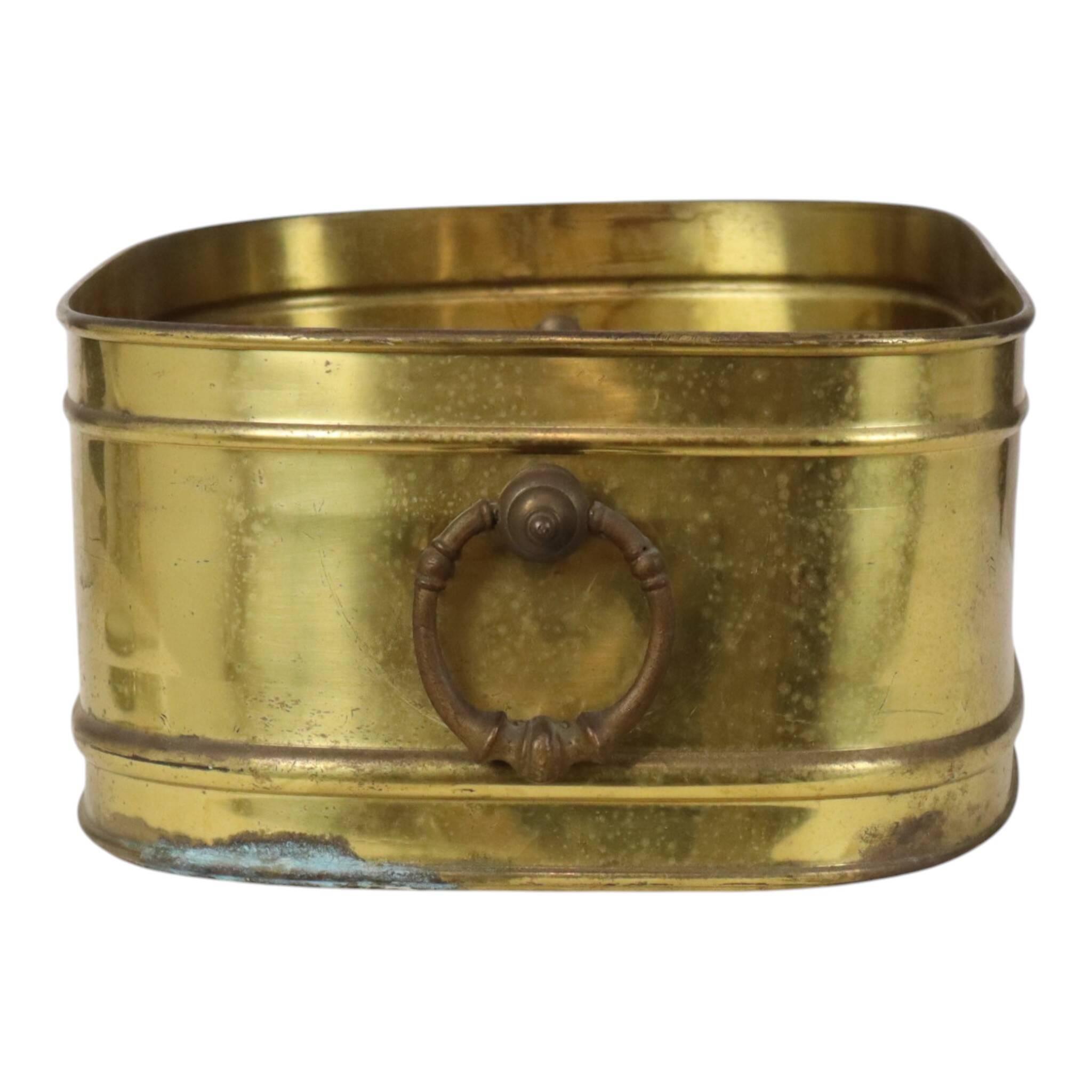 Large Oval Brass Planter Vintage XL Cachepot 41cm