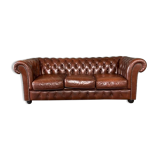 Chesterfield 3-seater calf leather sofa