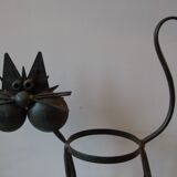 Old plant holder flower pot big cat forged metal deco outdoor winter garden