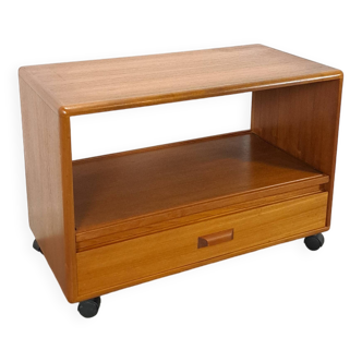 Meuble audio TV sur roulettes design danois en teck Dyrlund