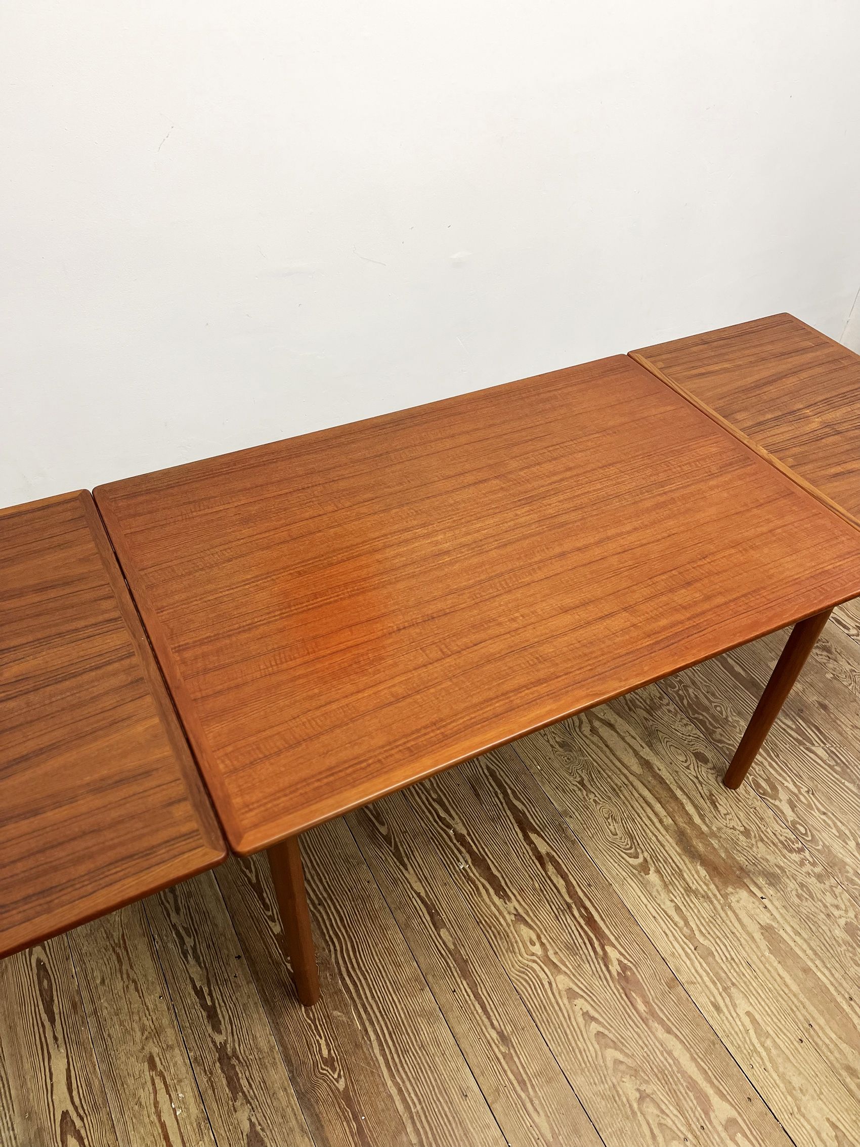 Extendable mid century teak dining table with pull out leaves, denmark, 1950s