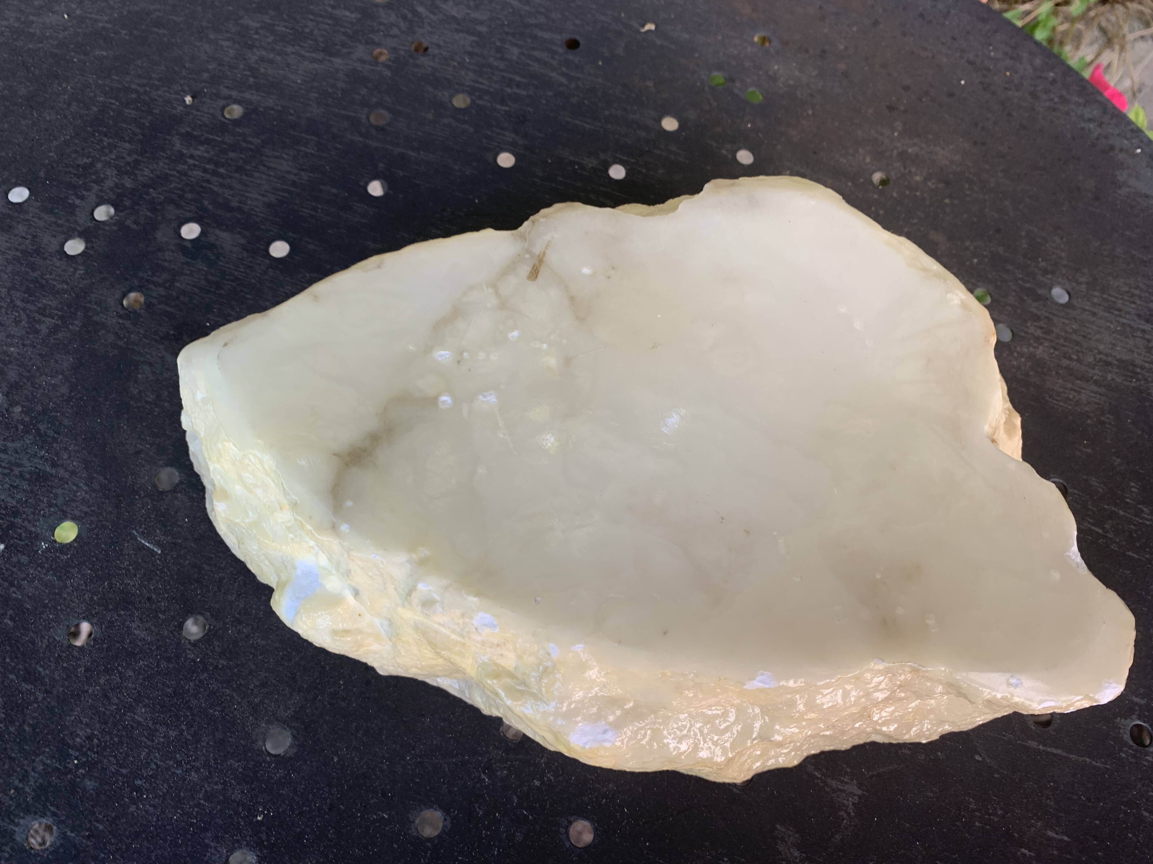 Large marble ashtray, white, beige, gray veins, vintage stone