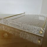 Très grand plateau "Roche Bobois" en plexiglas et laiton massif, années 70