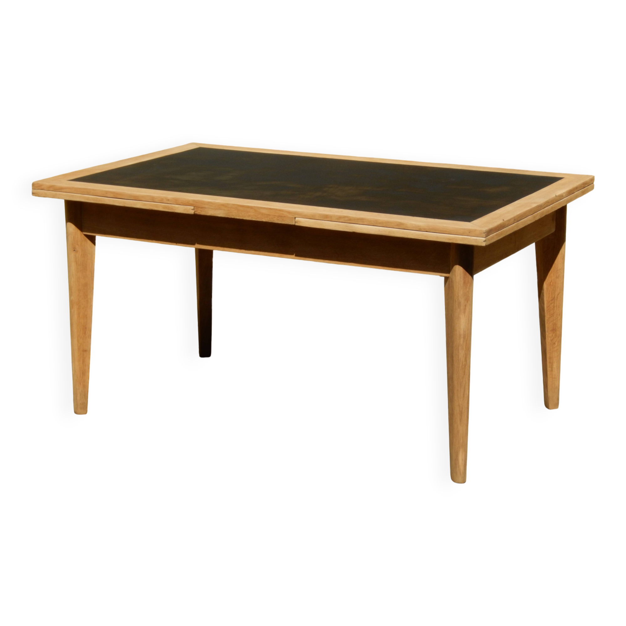 Splendide ancienne table scandinave à rallonges rénovée en chêne 2m58m