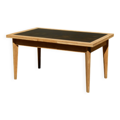 Splendide ancienne table scandinave à rallonges rénovée en chêne 2m58m