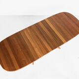 Table ovale danoise en teck avec 2 extensions