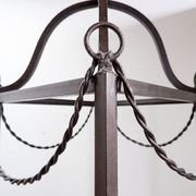 Pair of vintage pagoda-style shelves in black metal