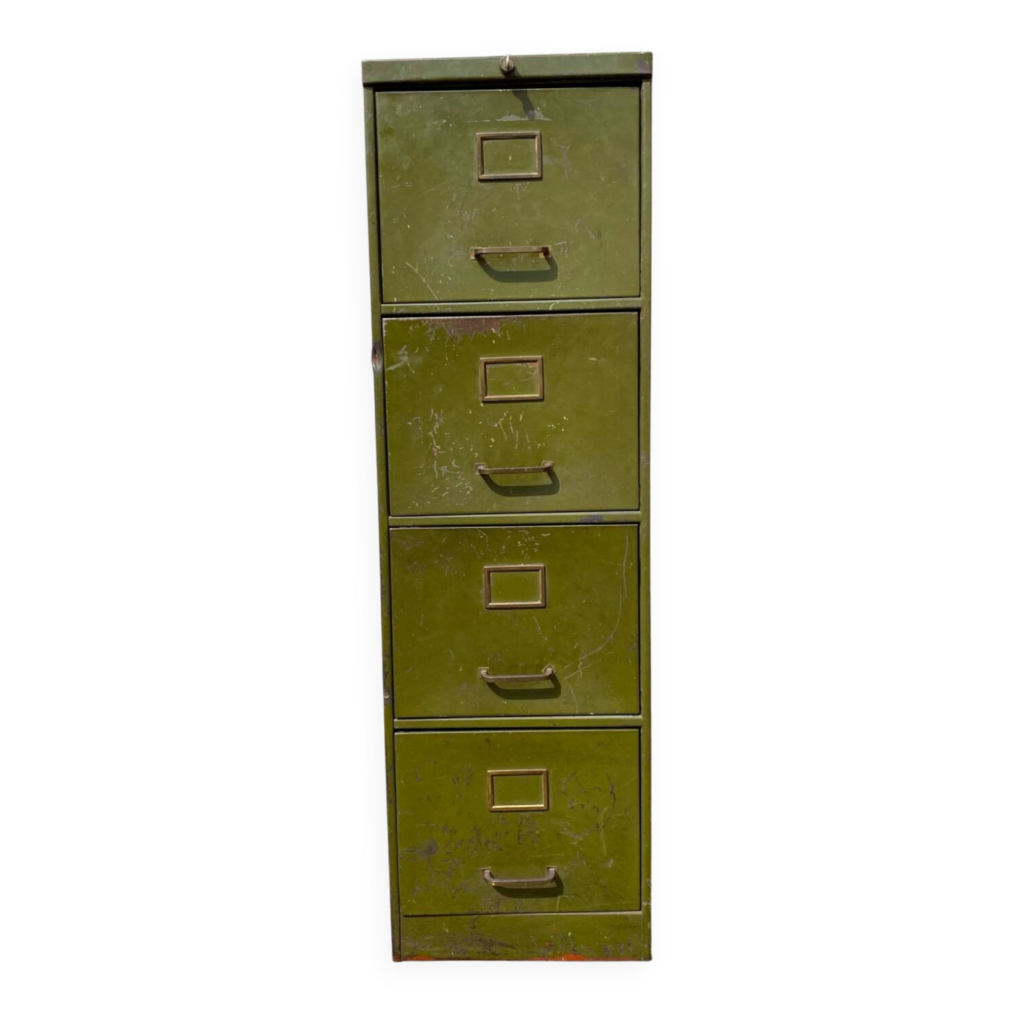 Antique military 4-drawer metal locker, archive, cabinet, filing cabinet