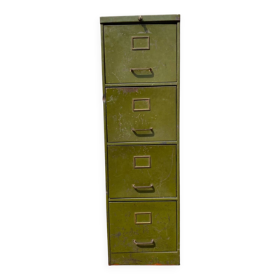 Casier métallique 4 tiroirs militaire ancien, archive, armoire, filièr