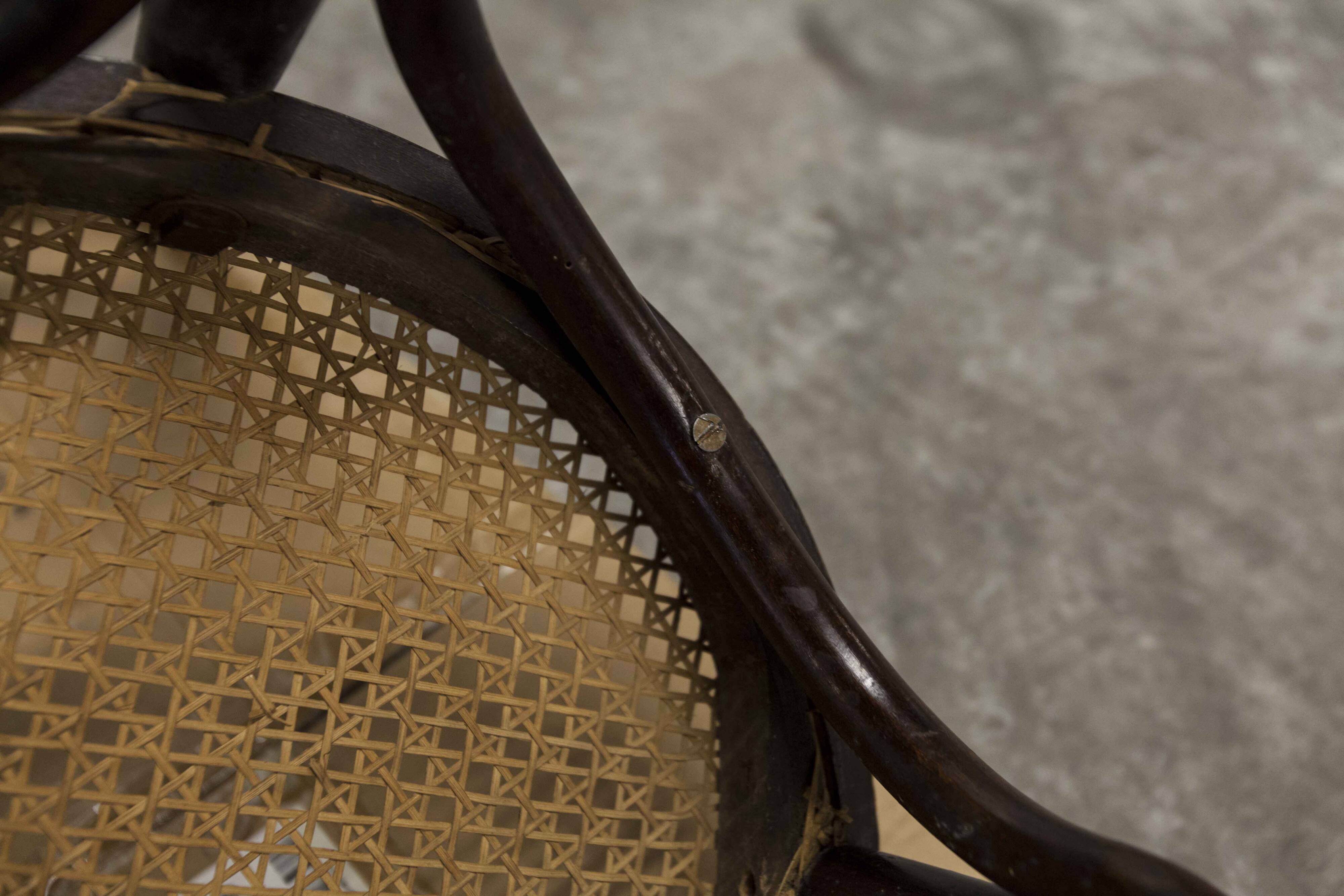 Ungvar Ungarn 1900 dark brown cane bistro chair