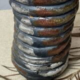 Raku ceramic tubular vase