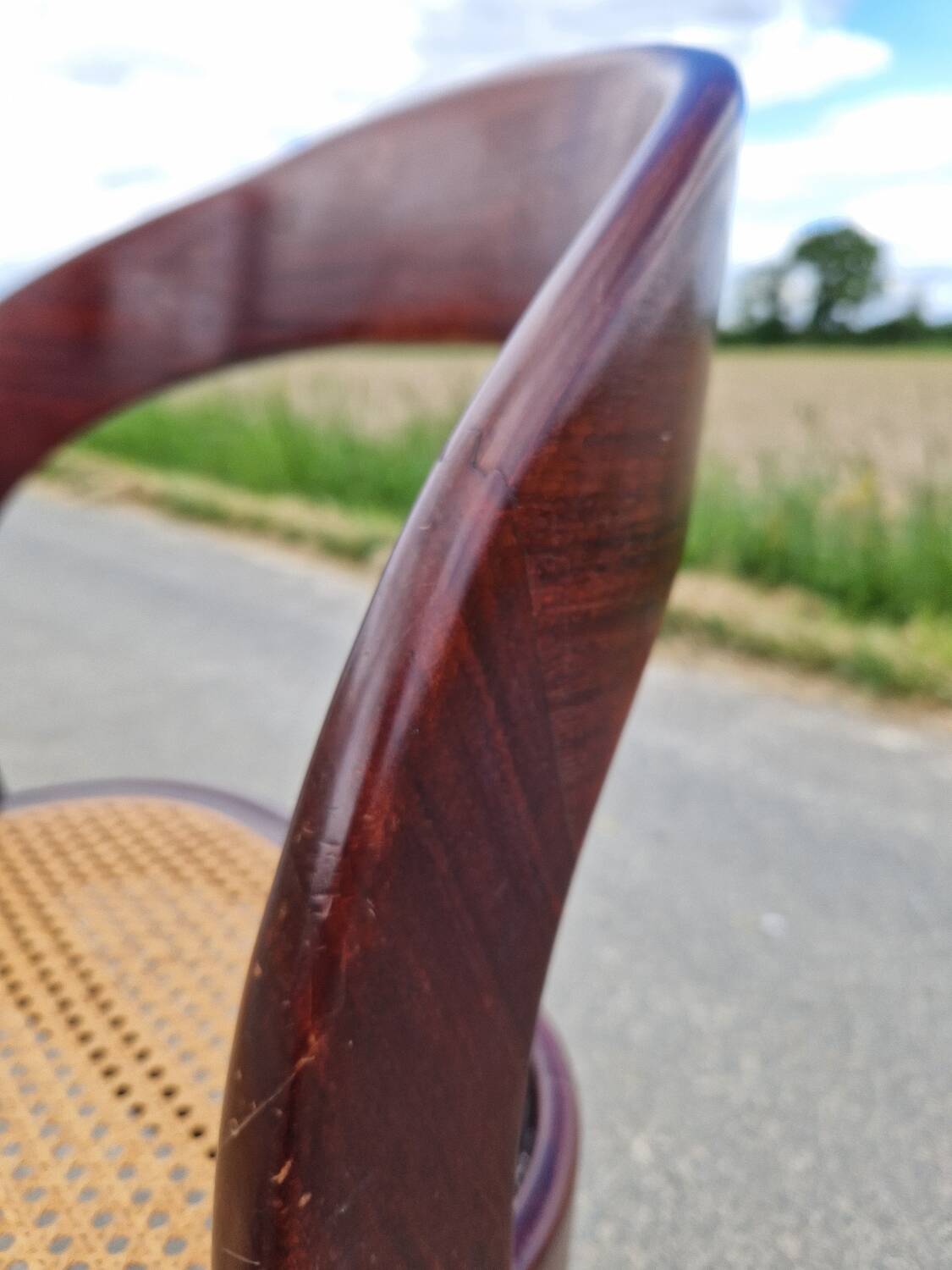 Baumann gondola chair in wood and cane