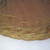 60's wicker round mirror