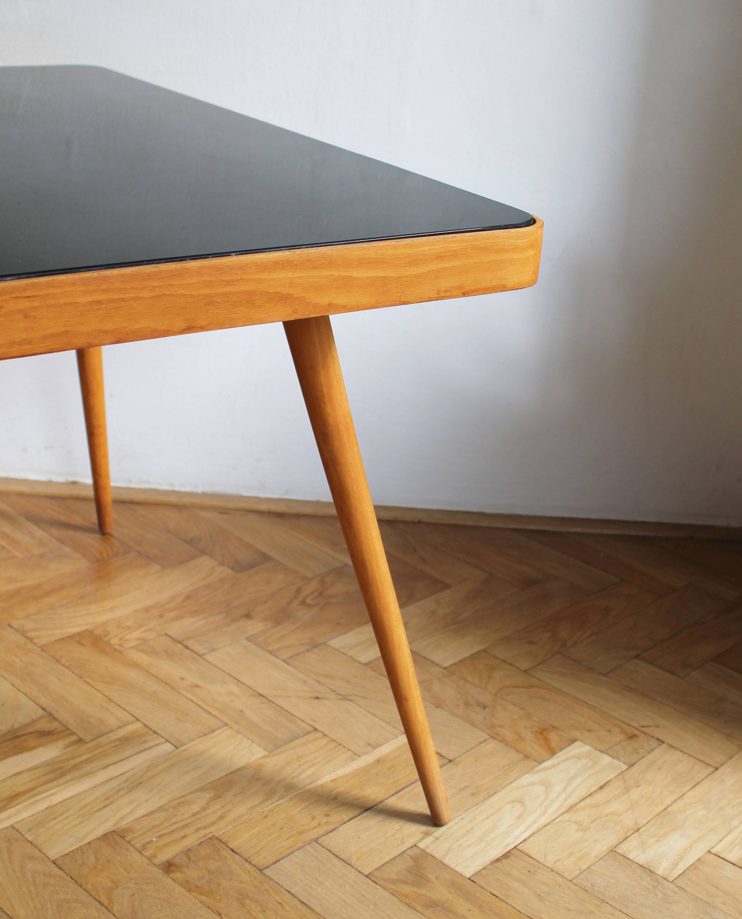 1960's Mid Century Coffee Table With a Black Opaxite Glass - Smaller version