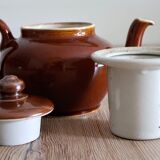 Vintage French brown teapot with ceramic infuser