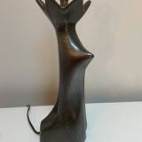 Black glazed ceramic lamp in the shape of a woman attributed to Jacques Bli