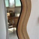 Zigzag rattan foot mirror H:182cm