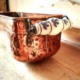 Large brass and copper planter, tray on 4 lion paw feet