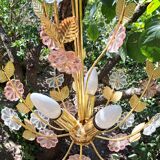 Glass flower chandelier 80s