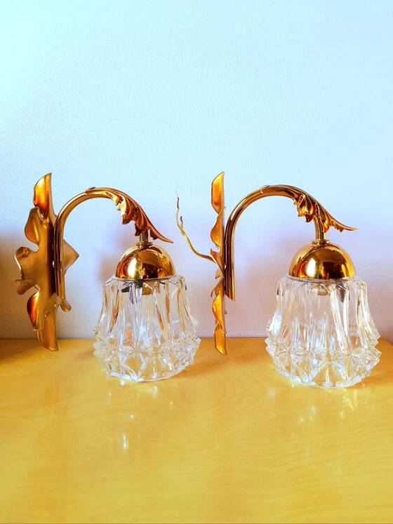 Paire D'Appliques Feuilles D'Acanthes 1970
