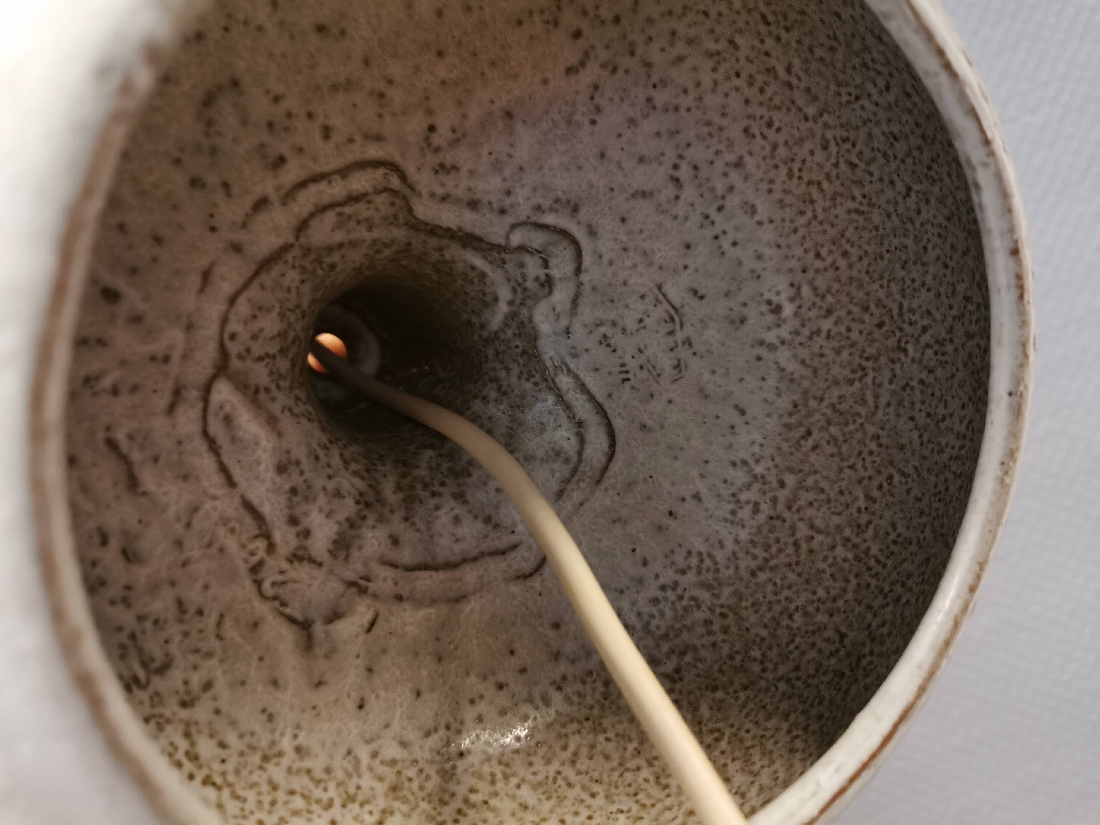 Small ceramic hanging lamp, by Danish Axel Larsen for his own company Axella,stamped inside the lamp