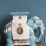 Green blue ceramic elephant