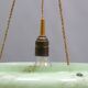 Large Art Deco pendant light in marbled glass with cord suspension, 1920s-1930s