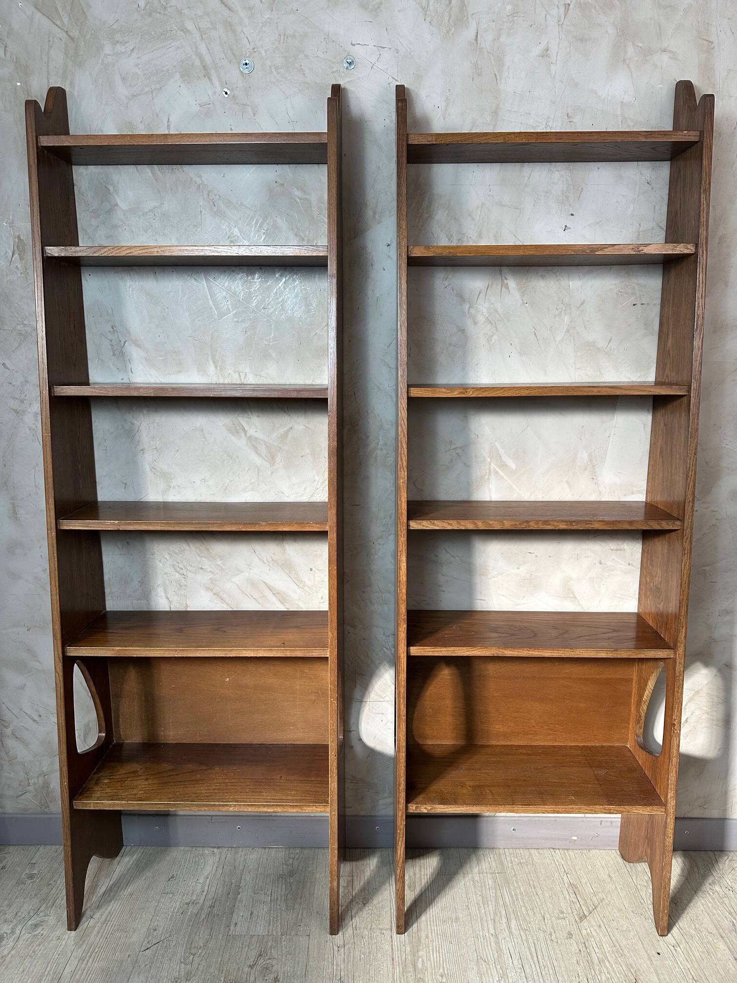 Pair of oak shelves