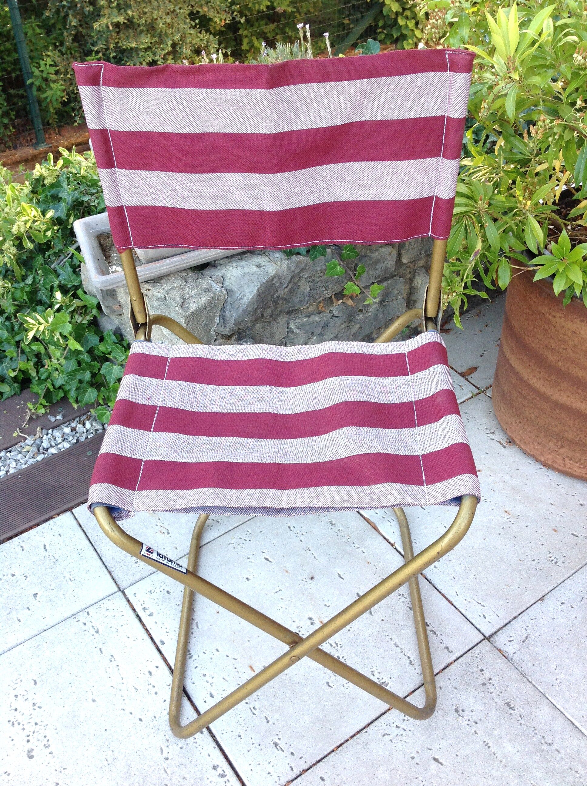 Suite de trois chaise pliante de camping Lafuma vintage années 70