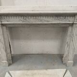 Louis XVI Style Fireplace in White Veined Carrara Marble, 19th Century