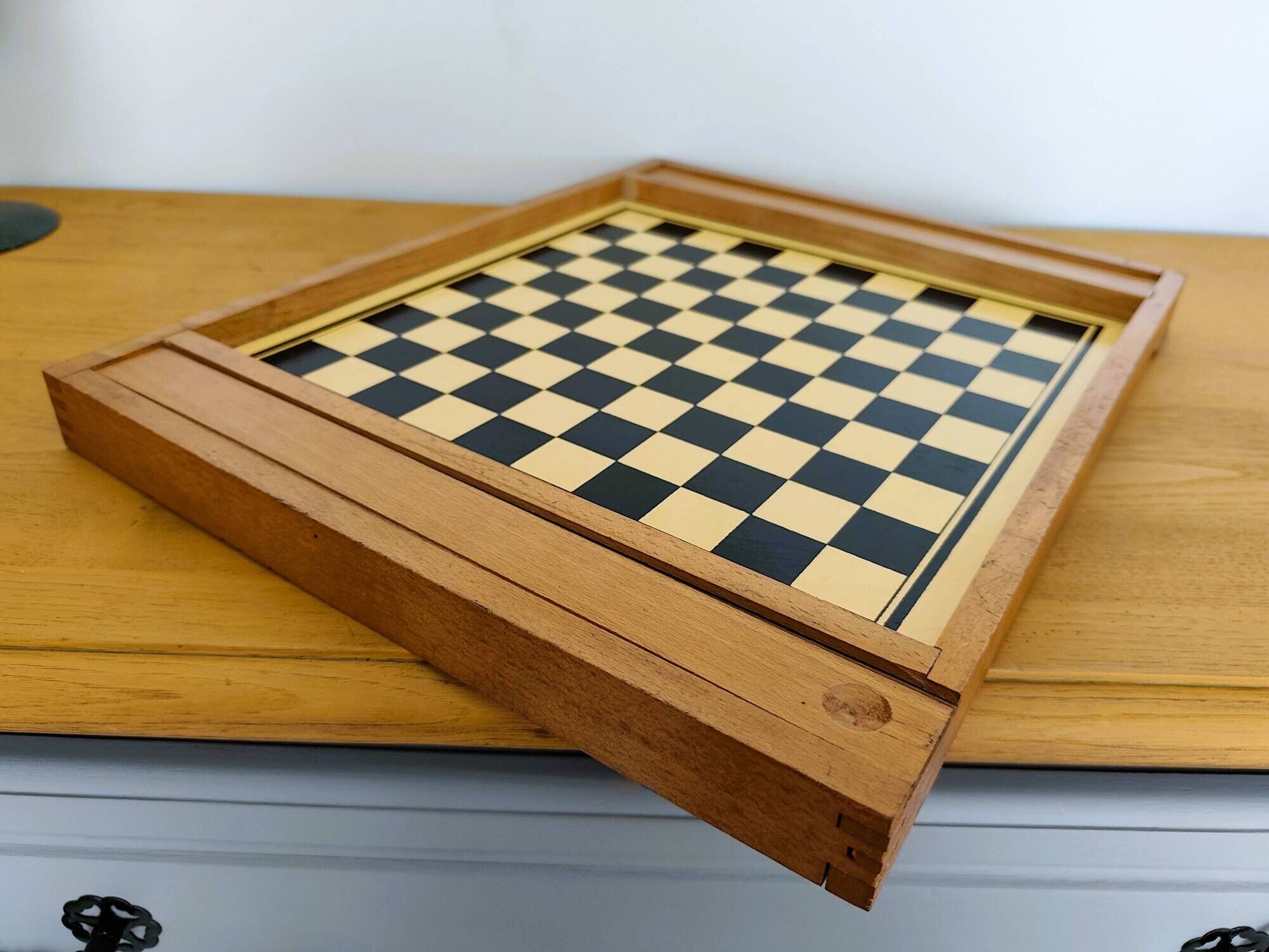 Reversible vintage wooden game board