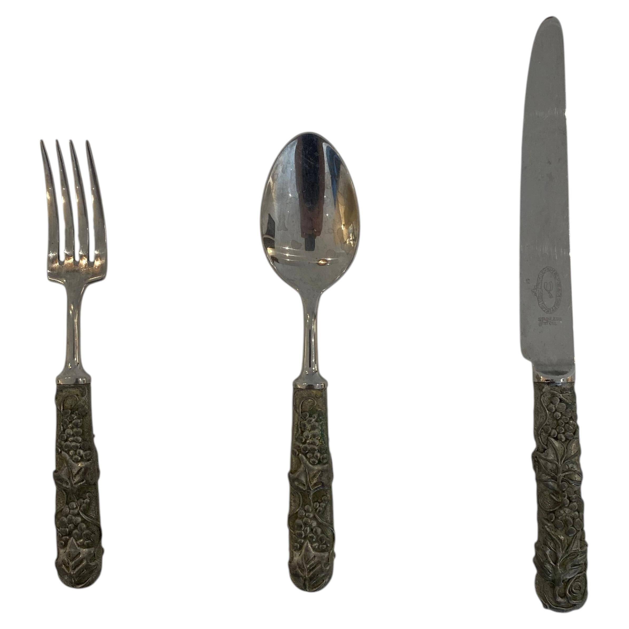 Stainless Steel Set of Knife Fork and Spoon Edwin Blyde & Co, 1950s