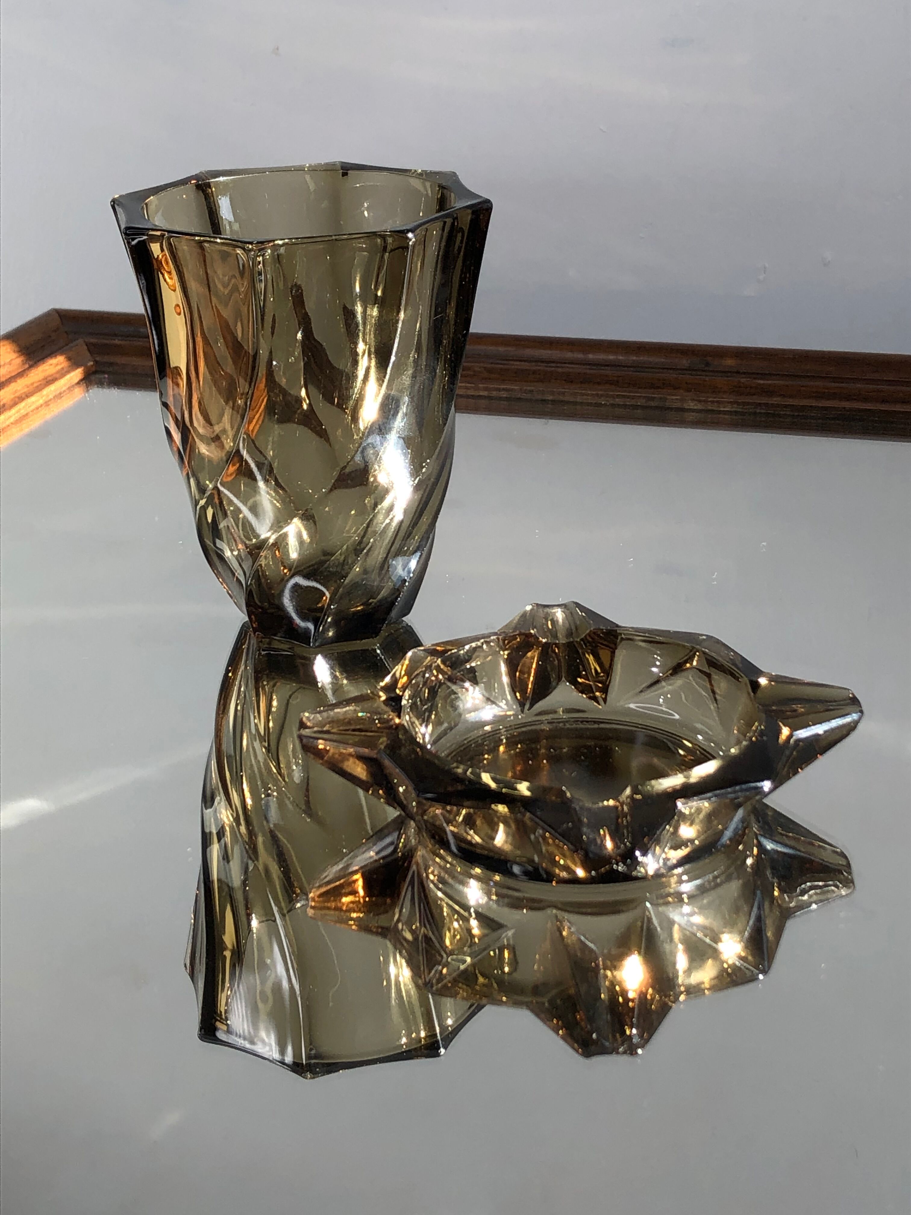 Smoked star ashtray Luminarc by J.G During 1970