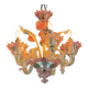 Small Venetian chandelier in colorless and red Murano glass, circa 1950