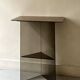 Vintage console in smoked glass and textured organic brown, 70s design.