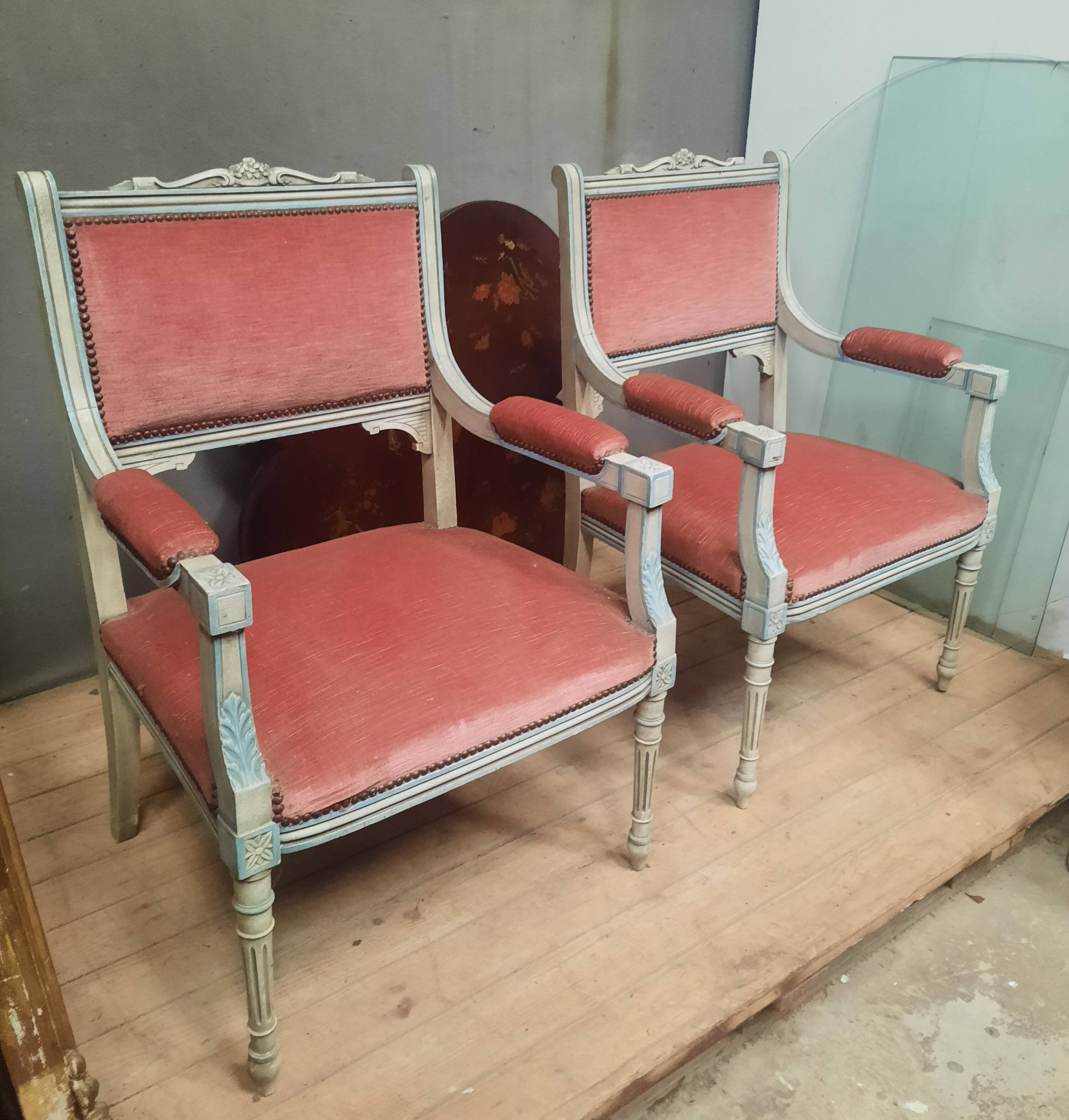 Pair of Louis XVI style armchairs