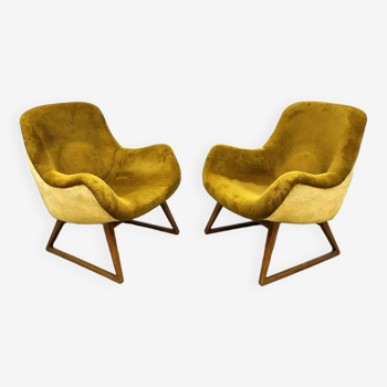 Vintage design sixties sled lounge chairs 'Teddy'