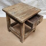 Small teak stool with 1 drawer