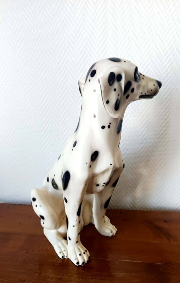 Chien dalmatien en céramique vintage, Italie 1970