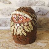 Enamelled terracotta head signed