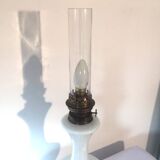 Electrified opaline glass kerosene lamp