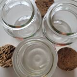 3 glass jars cork stopper