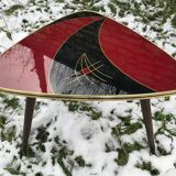 Tripod tripod triangular tray table in vintage glass 50/60s