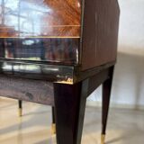 Pair of vintage bedside tables in marquetry wood – revisited Art Deco style