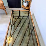 Vintage rattan corner shelf – Natural elegance and airy lines