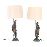 Pair of spelter lamps