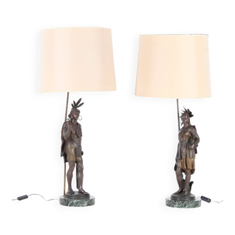 Pair of spelter lamps