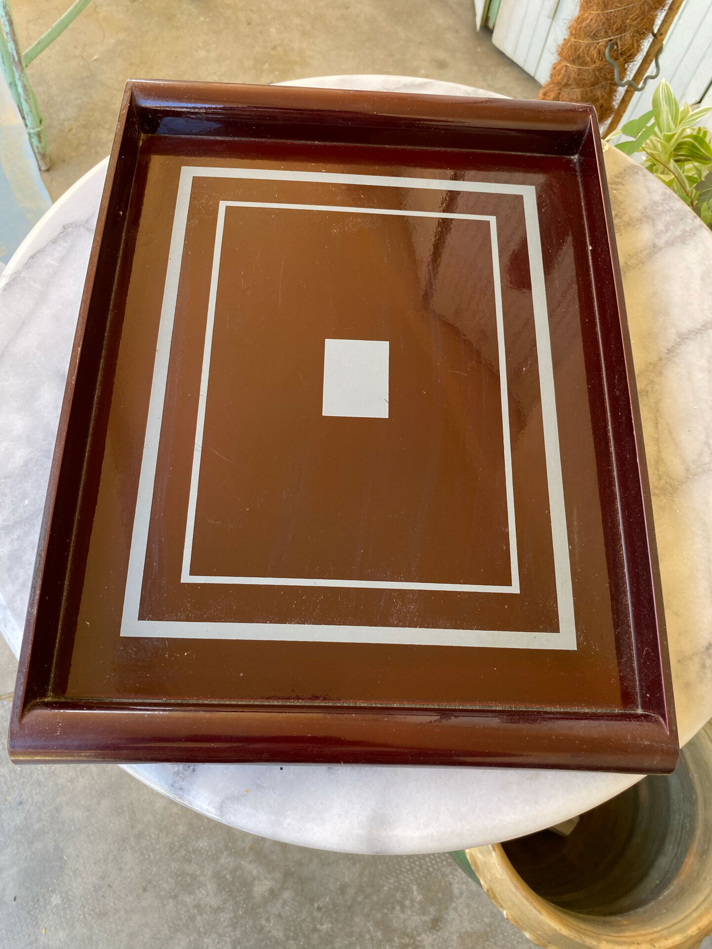 Suggested title: Vintage Art Deco / 70s Serving Tray – Lacquered