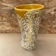 Old pitcher vase Vallauris fat lava yellow ceramic white foams #b479